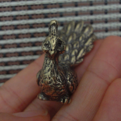 Vintage Style Solid Brass Peacock Statue Opening Wings Bird  for Home Decor