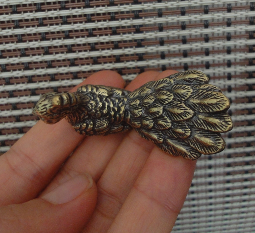Vintage Style Solid Brass Peacock Statue Opening Wings Bird  for Home Decor