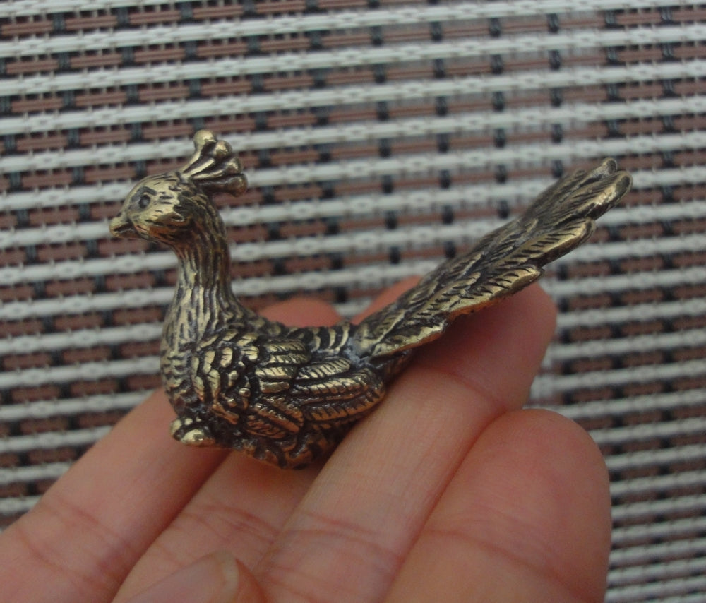 Vintage Style Solid Brass Peacock Statue Opening Wings Bird  for Home Decor