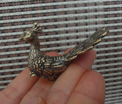 Vintage Style Solid Brass Peacock Statue Opening Wings Bird  for Home Decor