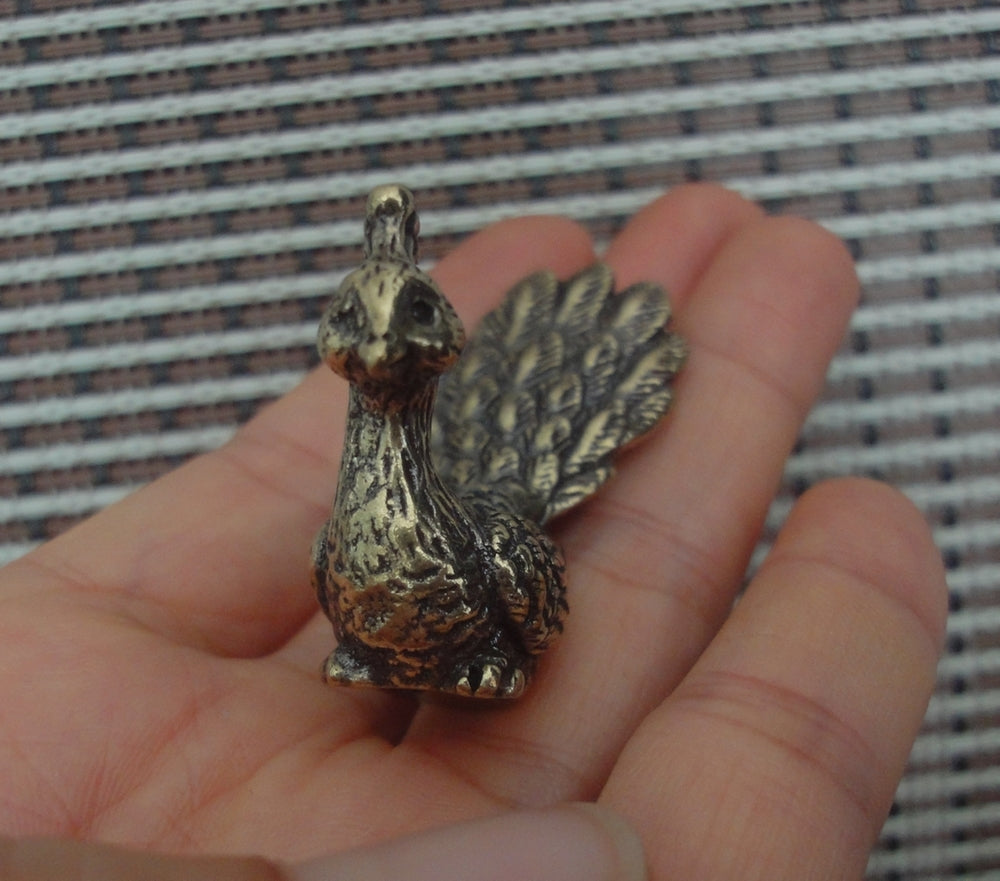 Vintage Style Solid Brass Peacock Statue Opening Wings Bird  for Home Decor