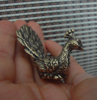 Vintage Style Solid Brass Peacock Statue Opening Wings Bird  for Home Decor