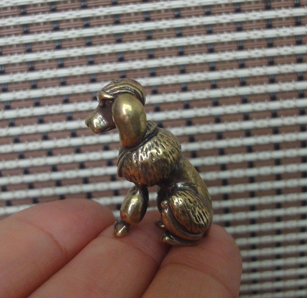 Vintage Style Solid Brass Poodle Figurine Dog Satue Home Decor Toy Gift