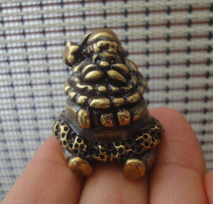 Solid Brass Santa Claus Seated Figurine Vintage Style Old Man Statue for Home Decor