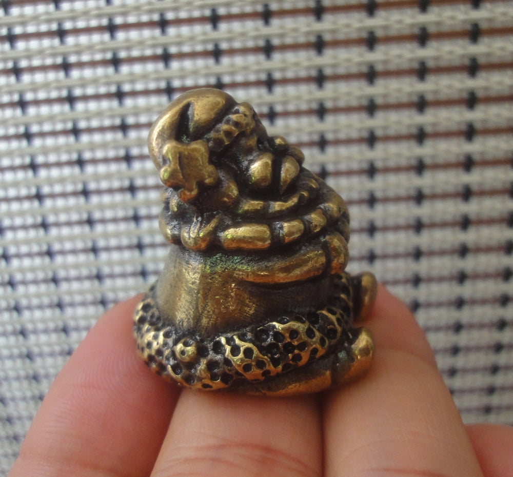 Solid Brass Santa Claus Seated Figurine Vintage Style Old Man Statue for Home Decor