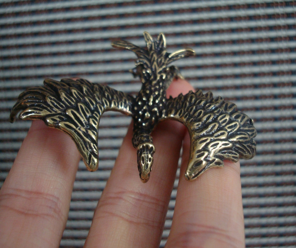 Solid Brass Copper Phoenix Animal Figurine Statue for Home Decor