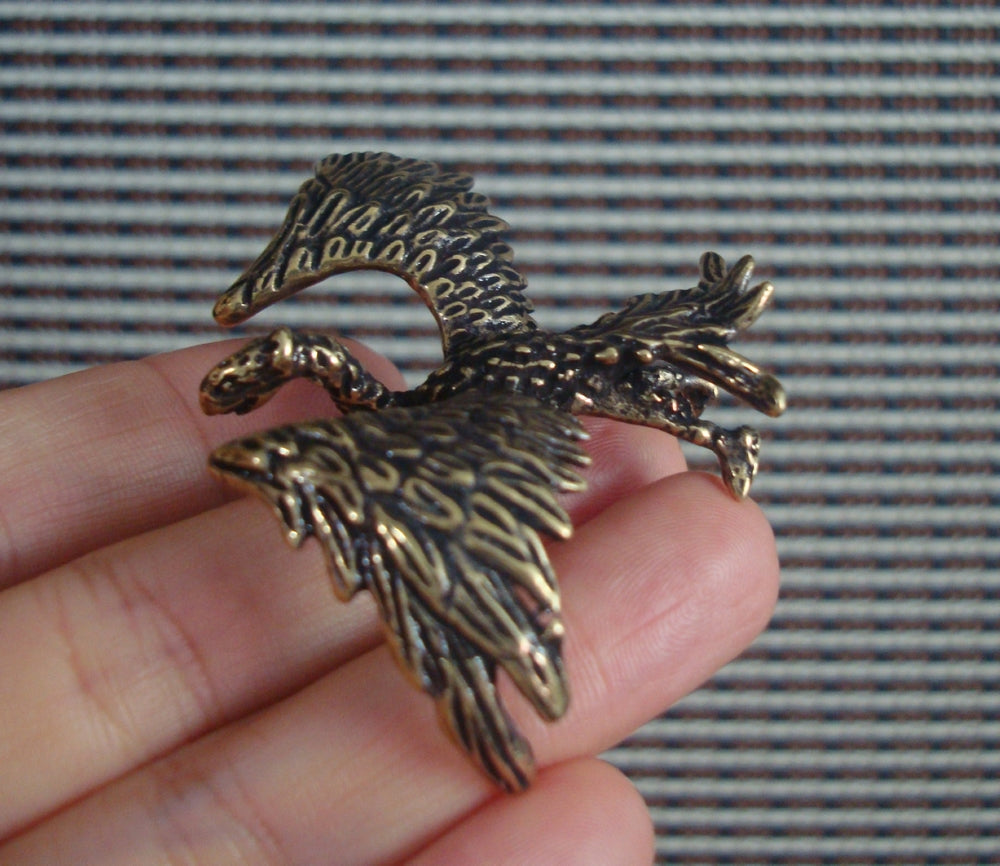 Solid Brass Copper Phoenix Animal Figurine Statue for Home Decor