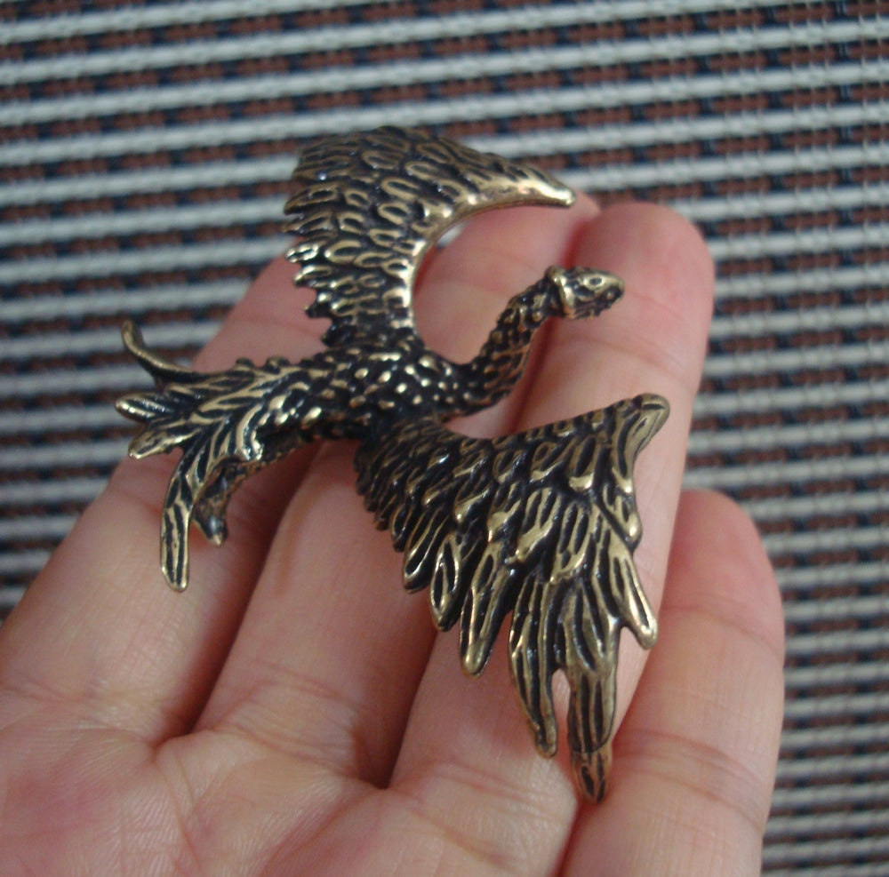 Solid Brass Copper Phoenix Animal Figurine Statue for Home Decor