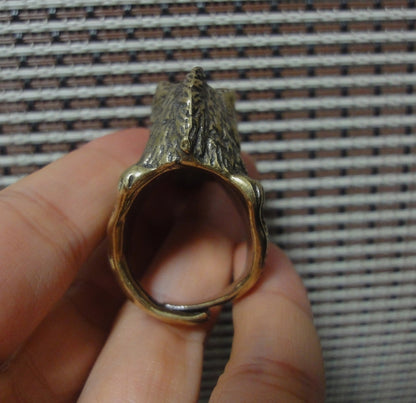 Vintage Style Solid Brass Cool Crocodile Head Men Open Ring-US Size 8