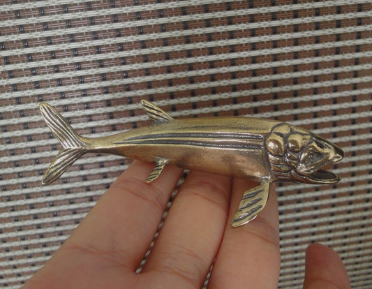 Solid Brass Salmon Fish Figurine Vintage Style Statue for Home Decor