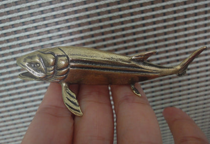 Solid Brass Salmon Fish Figurine Vintage Style Statue for Home Decor
