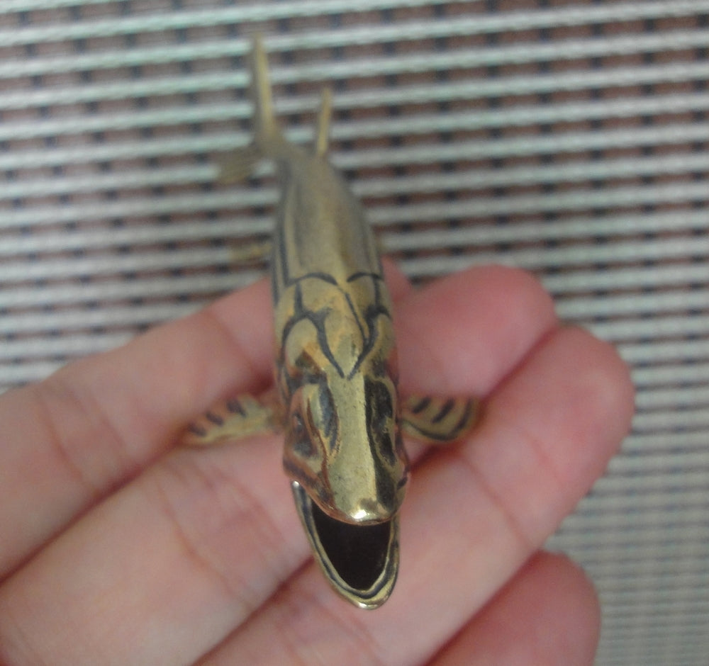 Solid Brass Salmon Fish Figurine Vintage Style Statue for Home Decor