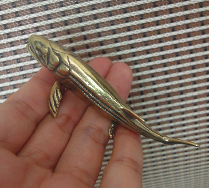 Solid Brass Salmon Fish Figurine Vintage Style Statue for Home Decor
