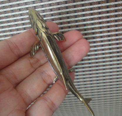 Solid Brass Salmon Fish Figurine Vintage Style Statue for Home Decor