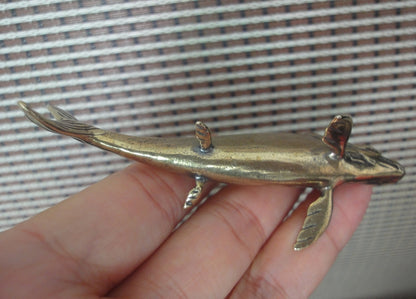 Solid Brass Salmon Fish Figurine Vintage Style Statue for Home Decor