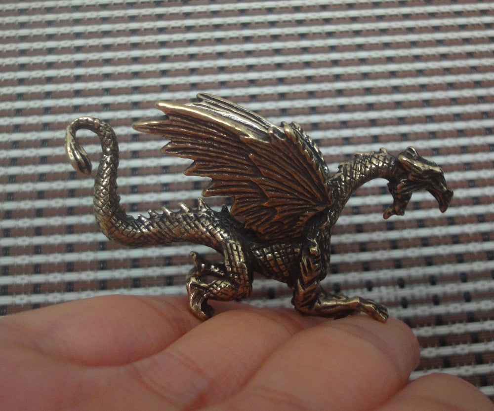 Vintage Style Brass Winged Dragon Pterosaur Figurine - Mythical Decor Accent