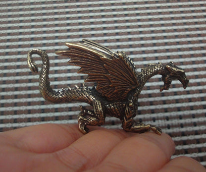 Vintage Style Brass Winged Dragon Pterosaur Figurine - Mythical Decor Accent