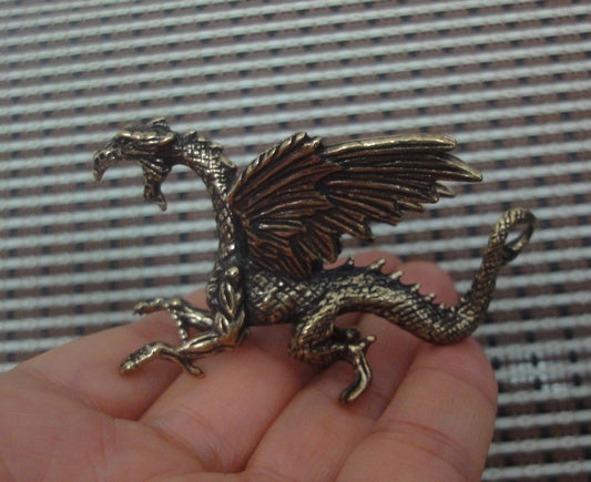 Vintage Style Brass Winged Dragon Pterosaur Figurine - Mythical Decor Accent