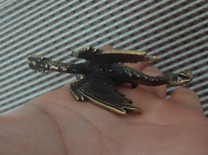 Vintage Style Brass Winged Dragon Pterosaur Figurine - Mythical Decor Accent