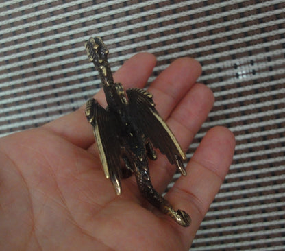 Vintage Style Brass Winged Dragon Pterosaur Figurine - Mythical Decor Accent