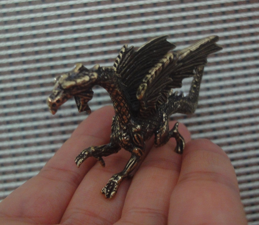 Vintage Style Brass Winged Dragon Pterosaur Figurine - Mythical Decor Accent
