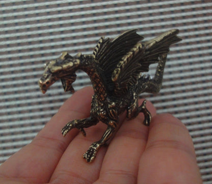 Vintage Style Brass Winged Dragon Pterosaur Figurine - Mythical Decor Accent