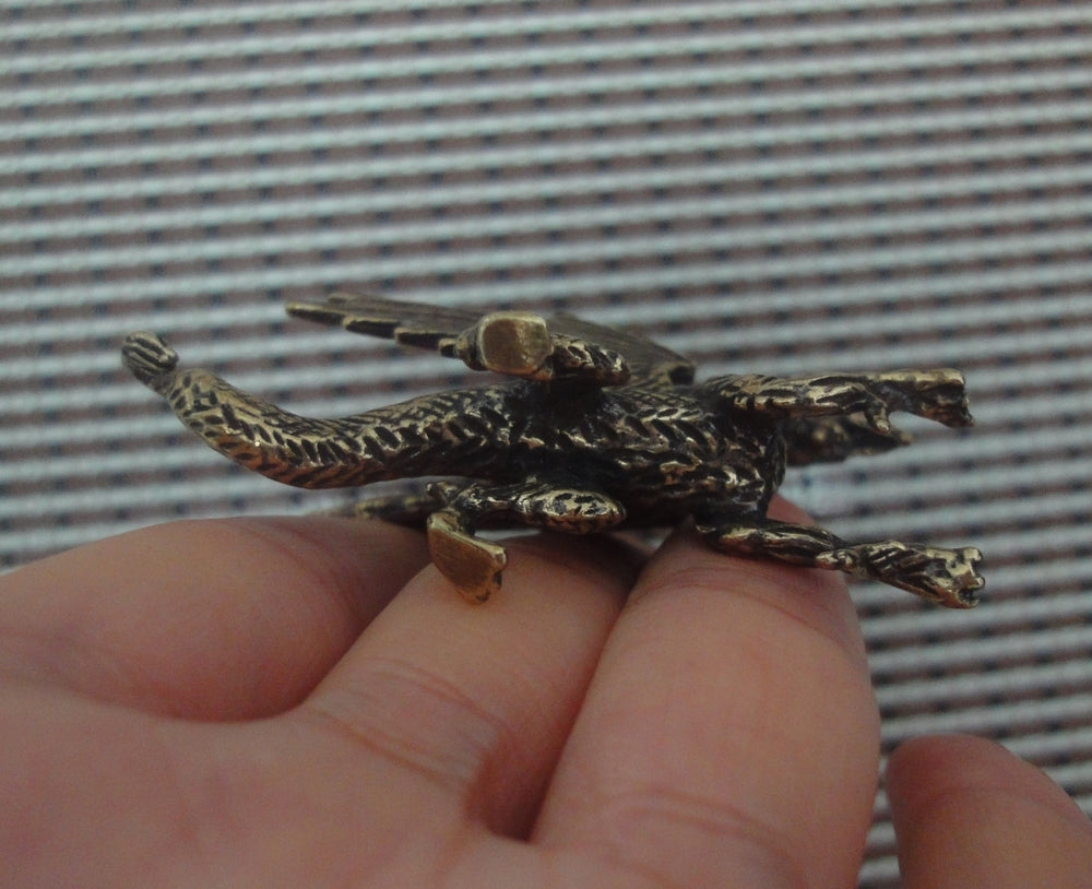 Vintage Style Brass Winged Dragon Pterosaur Figurine - Mythical Decor Accent