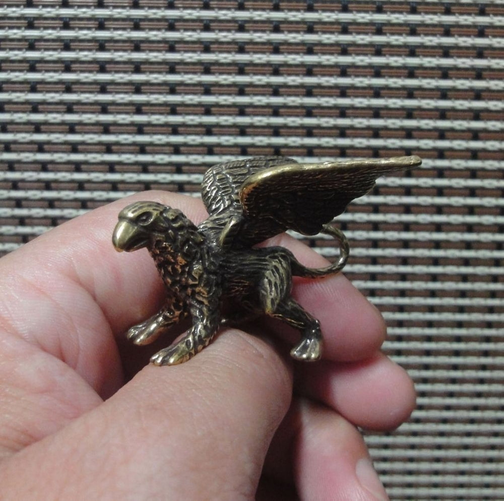 Solid Brass Strong Griffin Figurine Vintage Style Statue for Home Garden Decor