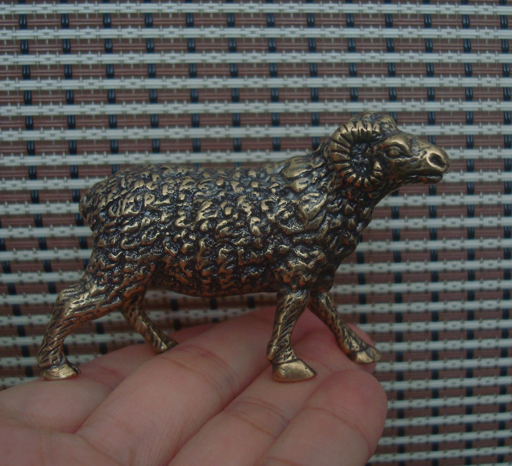 Vintage Solid Brass Ram Figurine Ornament