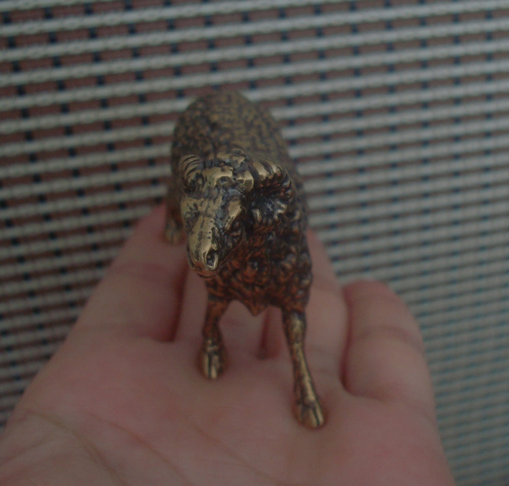 Vintage Solid Brass Ram Figurine Ornament