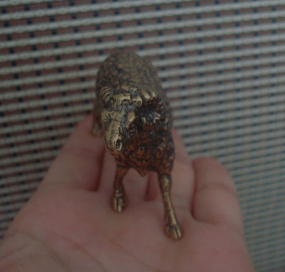 Vintage Solid Brass Ram Figurine Ornament
