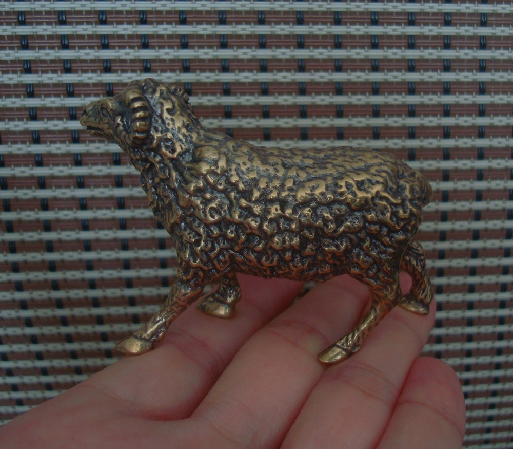 Vintage Solid Brass Ram Figurine Ornament