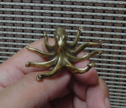 Solid Brass Copper Octopus Figurine Vintage Style Sea Animal Statue for Home Decor