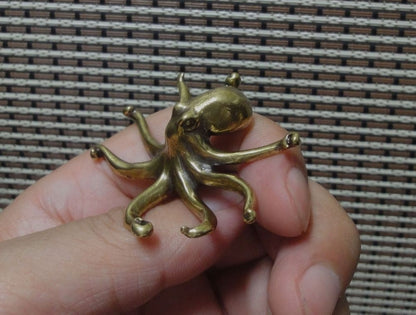 Solid Brass Copper Octopus Figurine Vintage Style Sea Animal Statue for Home Decor