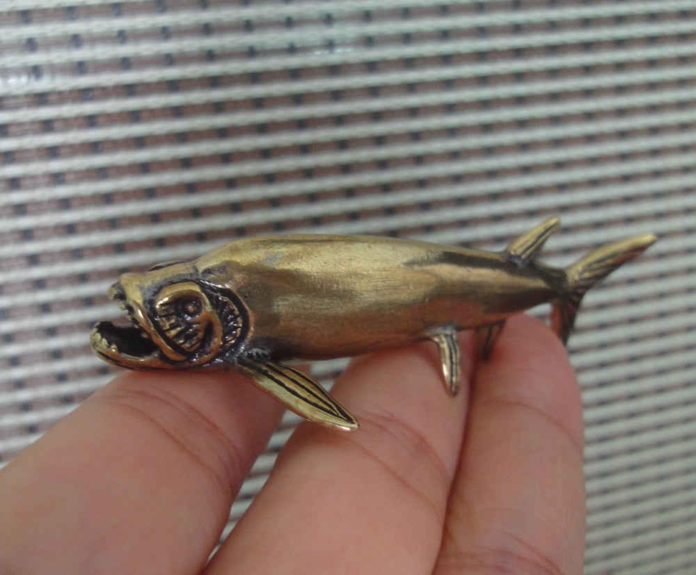 Solid Brass Barracuda Fish Figurine Vintage Statue for Home Decor