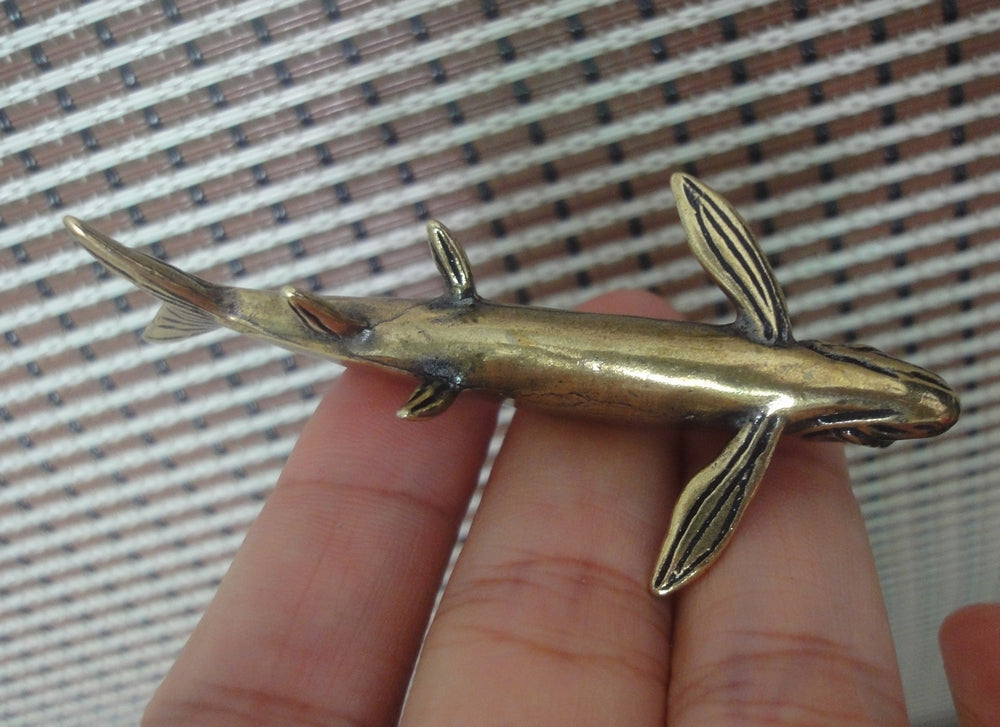 Solid Brass Barracuda Fish Figurine Vintage Statue for Home Decor