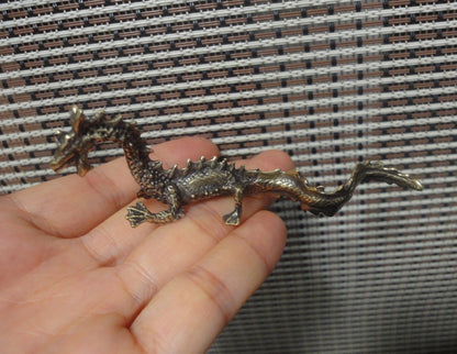 Solid Brass Chinese Flying Dragon Figurine Vintage Style Statue