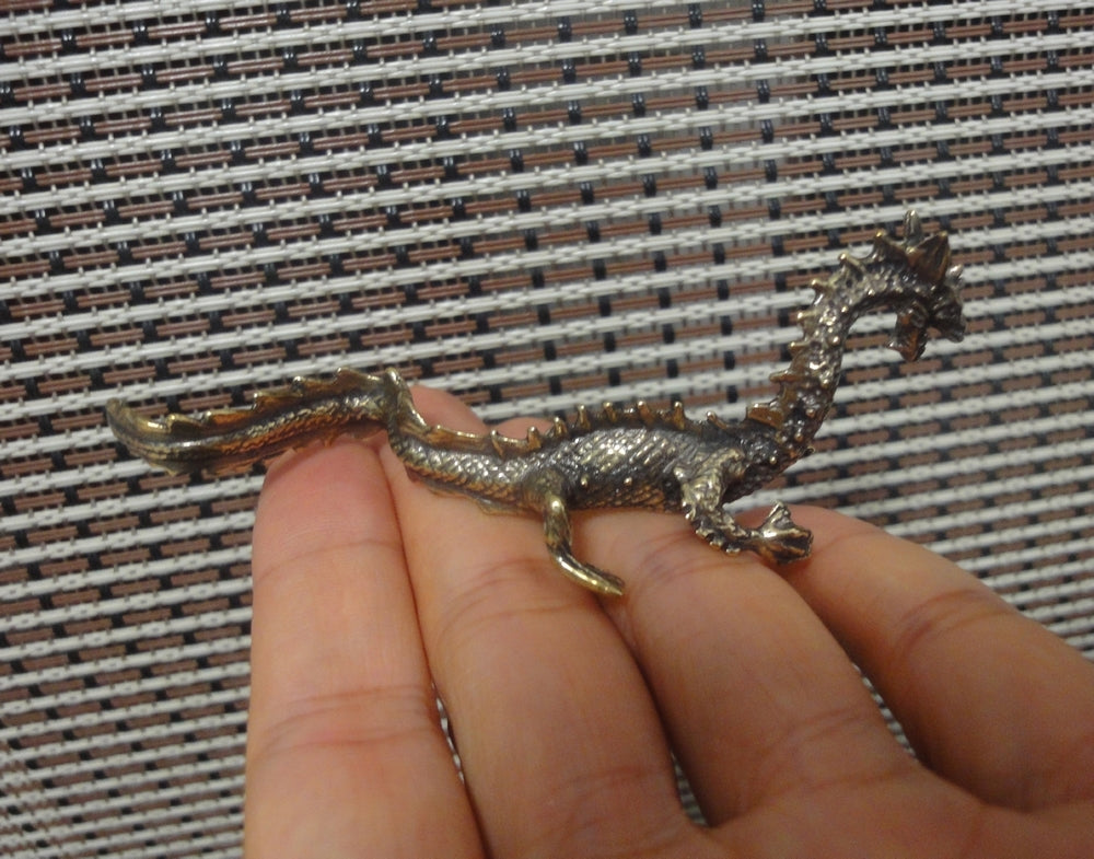 Solid Brass Chinese Flying Dragon Figurine Vintage Style Statue