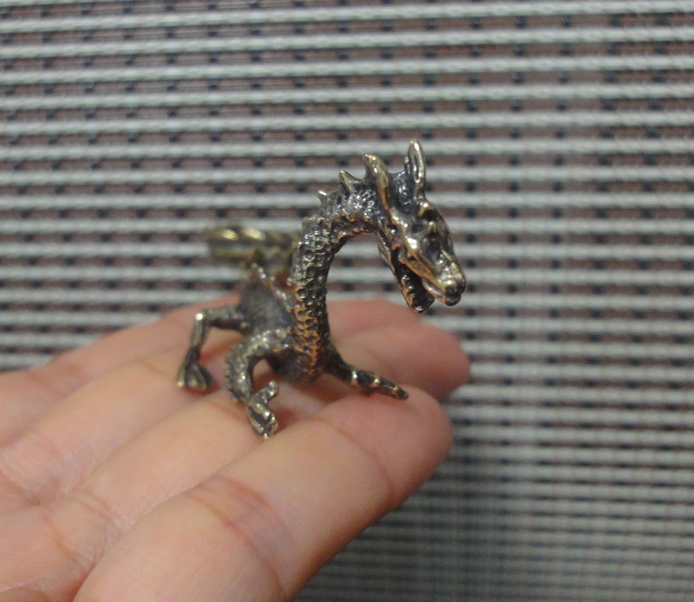 Solid Brass Chinese Flying Dragon Figurine Vintage Style Statue
