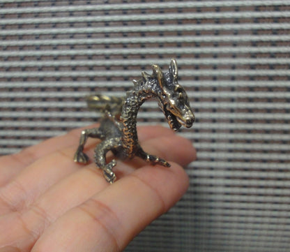 Solid Brass Chinese Flying Dragon Figurine Vintage Style Statue