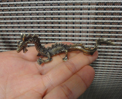Solid Brass Chinese Flying Dragon Figurine Vintage Style Statue