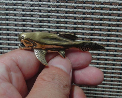 Solid Brass Dunkleosteus Deng Fish Figurine Sea Animal Statue for Home Decor