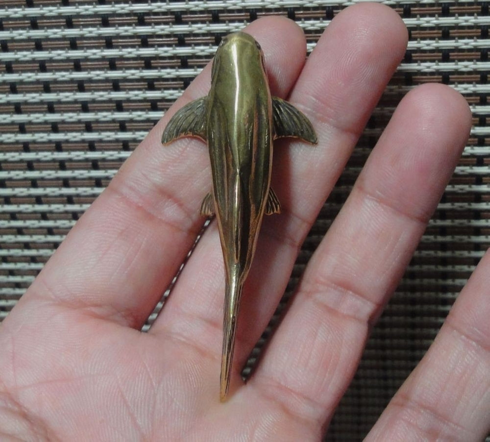 Solid Brass Dunkleosteus Deng Fish Figurine Sea Animal Statue for Home Decor