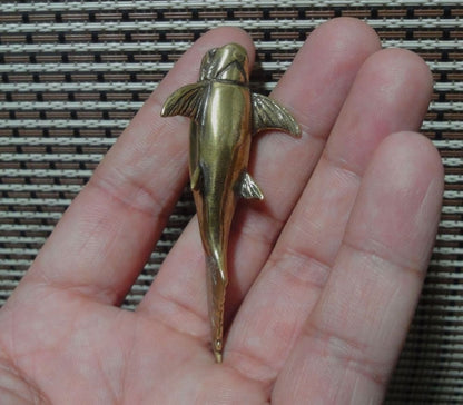 Solid Brass Dunkleosteus Deng Fish Figurine Sea Animal Statue for Home Decor