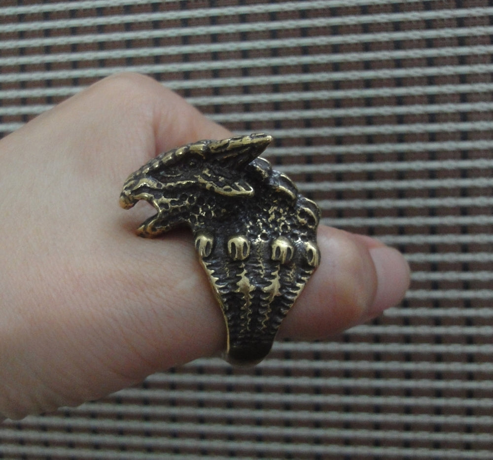 Solid Brass Fierce Dragon Claw Ring Vintage Style 21MM
