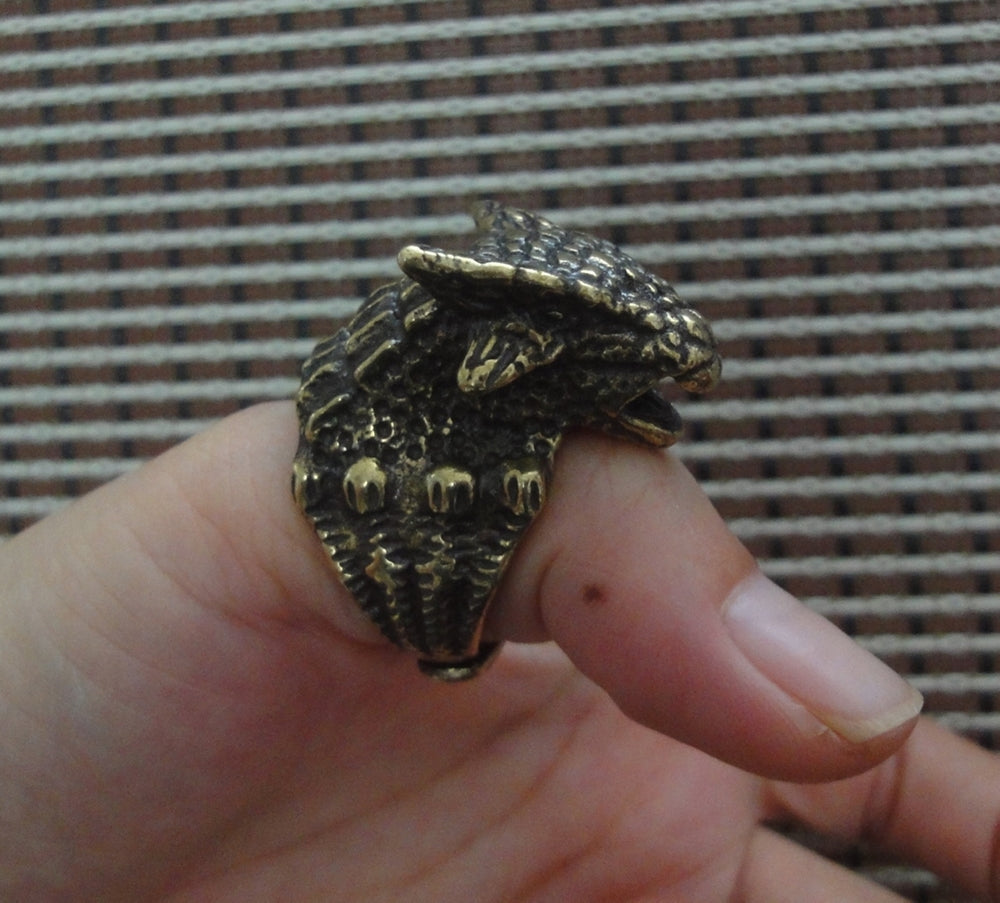 Solid Brass Fierce Dragon Claw Ring Vintage Style 21MM