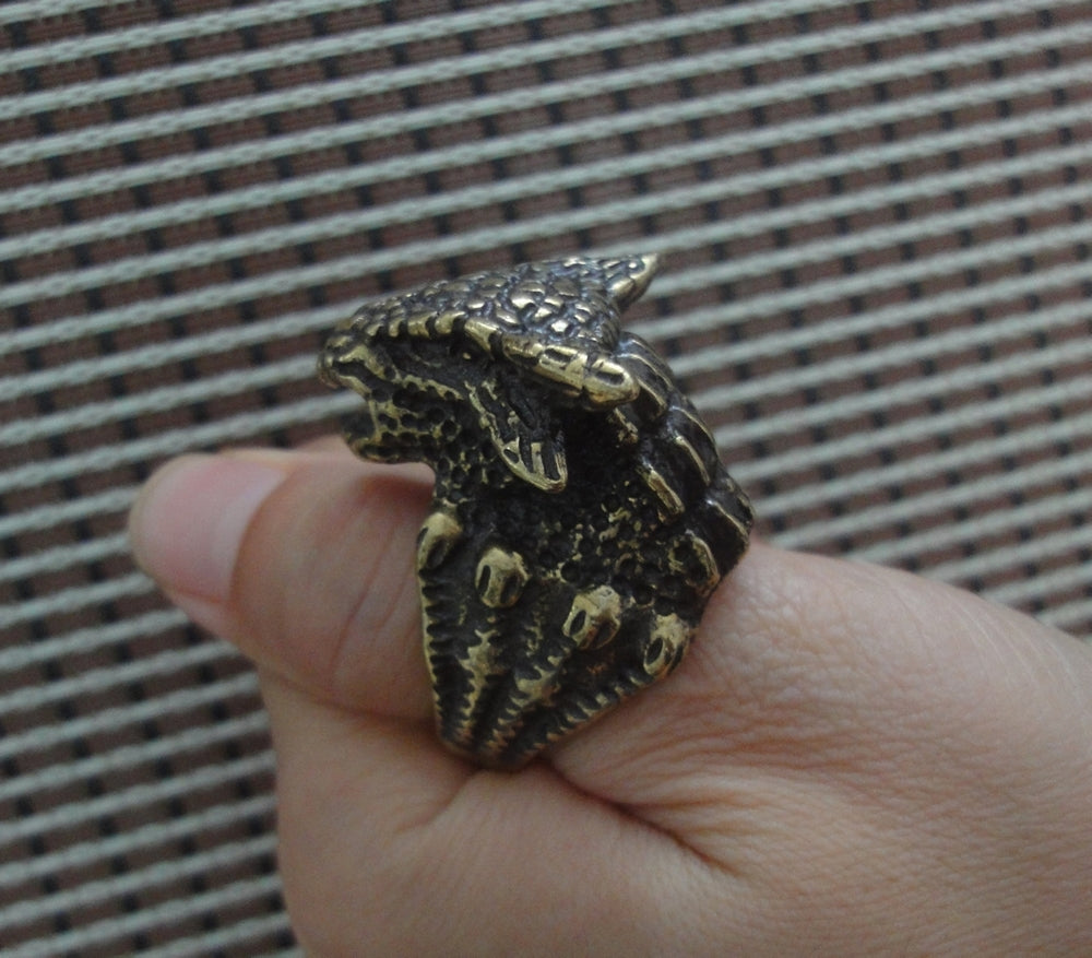 Solid Brass Fierce Dragon Claw Ring Vintage Style 21MM