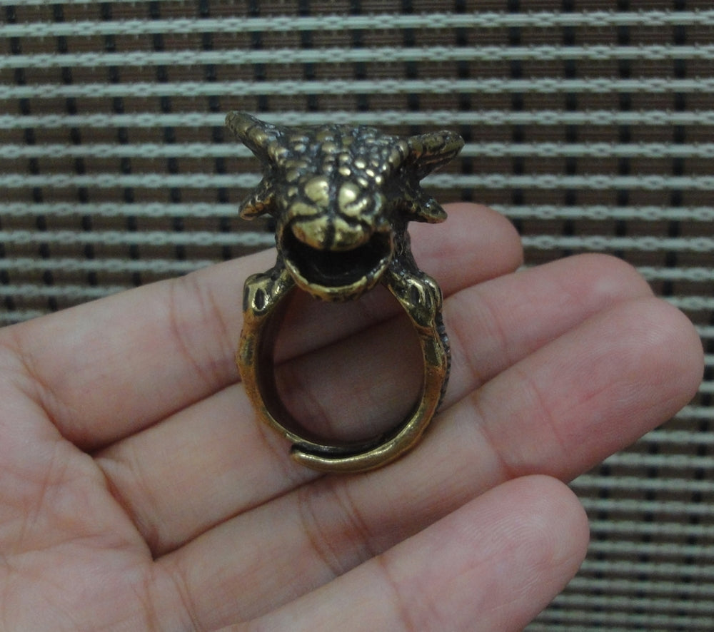 Solid Brass Fierce Dragon Claw Ring Vintage Style 21MM