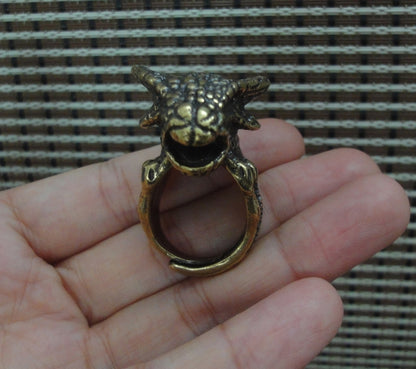 Solid Brass Fierce Dragon Claw Ring Vintage Style 21MM