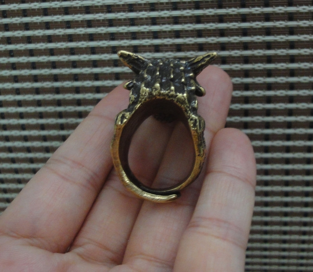 Solid Brass Fierce Dragon Claw Ring Vintage Style 21MM